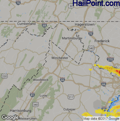 Hail Map for Winchester, VA Region on April 21, 2017 