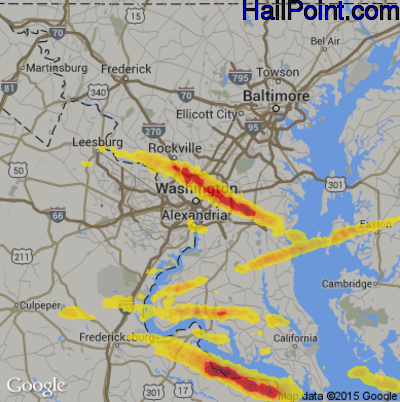 Hail Map for Washington, DC Region on April 21, 2017