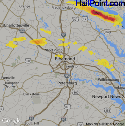 Hail Map for Richmond, VA Region on April 21, 2017