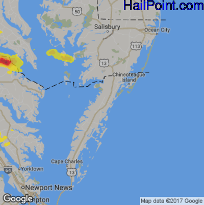 Hail Map for Parksley, DE Region on April 21, 2017