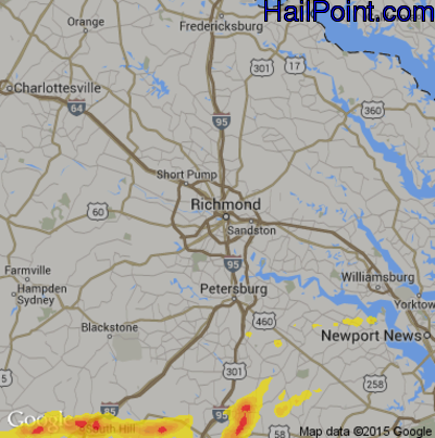 Hail Map for Richmond, VA Region on April 22, 2017 