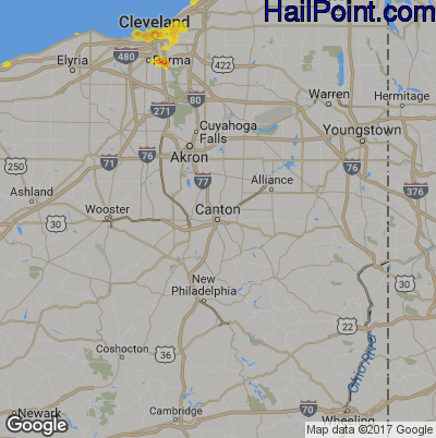 Hail Map for Canton, OH Region on April 23, 2017