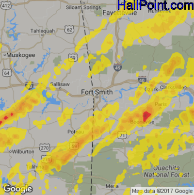 Hail Map for Forth Smith, AR Region on April 26, 2017 