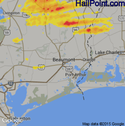 Hail Map for Beaumont, TX Region on April 26, 2017