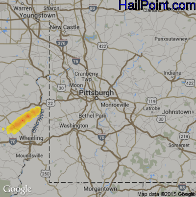 Hail Map for Pittsburgh, PA Region on April 27, 2017