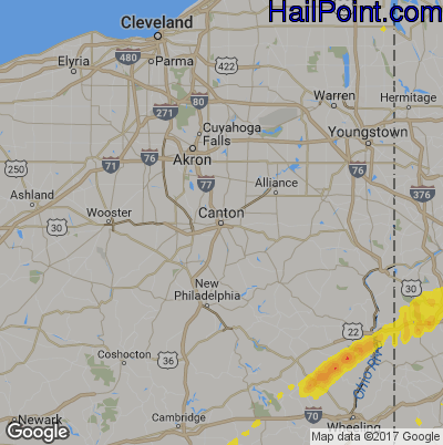 Hail Map for Canton, OH Region on April 27, 2017