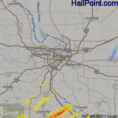 Hail Map for St. Louis, MO Region on April 29, 2017