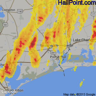 Hail Map for Beaumont, TX Region on April 29, 2017