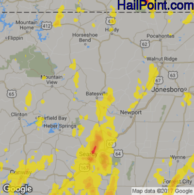 Hail Map for Batestville, AR Region on April 30, 2017