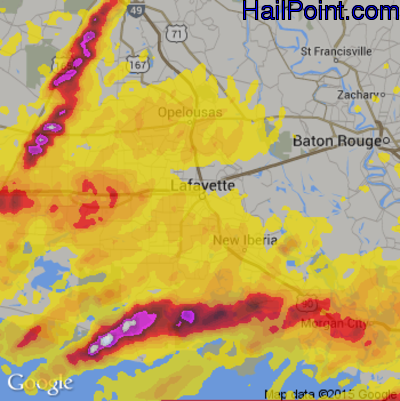Hail Map for Lafayette, LA Region on May 3, 2017 