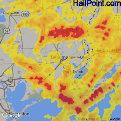 Hail Map for Beaumont, TX Region on May 3, 2017