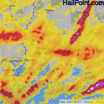 Hail Map for Lake Charles, LA Region on May 3, 2017 