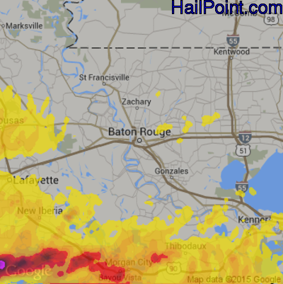 Hail Map for Baton Rouge, LA Region on May 3, 2017 