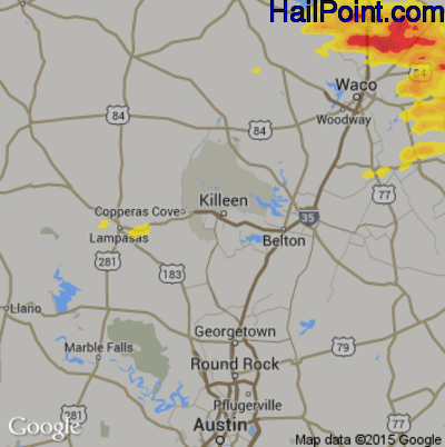 Hail Map for Killeen, TX Region on May 3, 2017