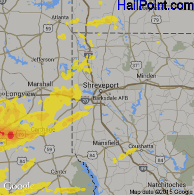 Hail Map for Shreveport, LA Region on May 3, 2017