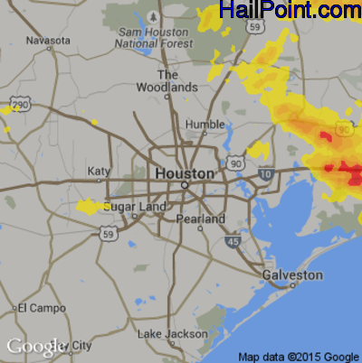 Hail Map for Houston, TX Region on May 4, 2017