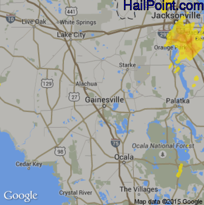 Hail Map for Gainesville, FL Region on May 4, 2017 