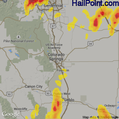 Hail Map for Colorado Springs, CO Region on May 8, 2017