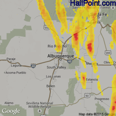 Hail Map for Albuquerque, NM Region on May 9, 2017