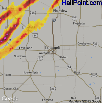 Hail Map for Lubbock, TX Region on May 9, 2017 