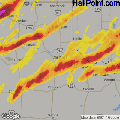 Hail Map for Childress, TX Region on May 10, 2017 
