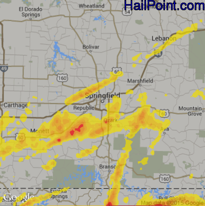 Hail Map for Springfield, MO Region on May 11, 2017