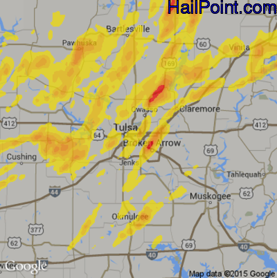 Hail Map for Tulsa, OK Region on May 11, 2017
