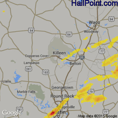 Hail Map for Killeen, TX Region on May 11, 2017