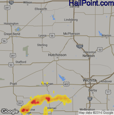 Hail Map for Hutchinson, KS Region on May 11, 2017