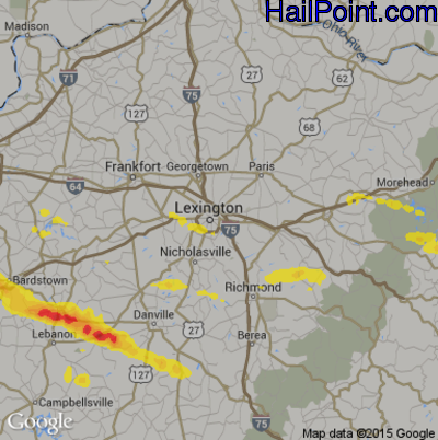 Hail Map for Lexington, KY Region on May 11, 2017 