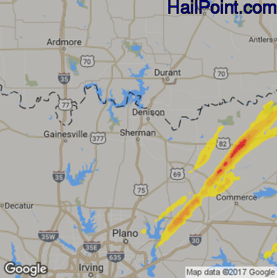 Hail Map for Sherman, TX Region on May 11, 2017