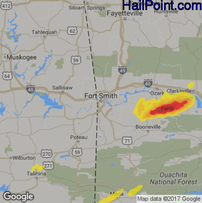 Hail Map for Forth Smith, AR Region on May 11, 2017