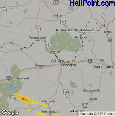 Hail Map for Asheland, KY Region on May 11, 2017