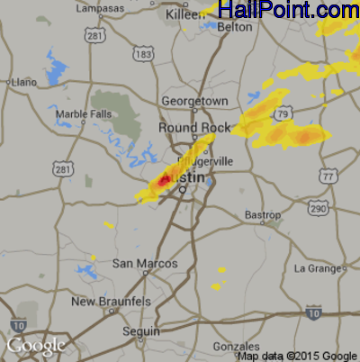Hail Map for Austin, TX Region on May 11, 2017 