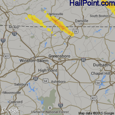 Hail Map for Greensboro, NC Region on May 11, 2017