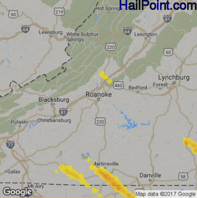 Hail Map for Roanoke, VA Region on May 11, 2017 