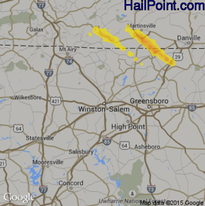 Hail Map for Winston-Salem, NC Region on May 11, 2017 