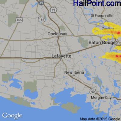 Hail Map for Lafayette, LA Region on May 12, 2017