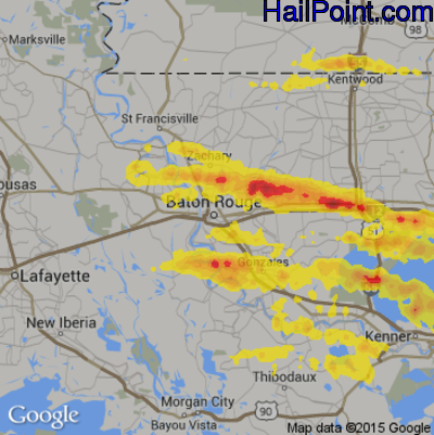 Hail Map for Baton Rouge, LA Region on May 12, 2017 