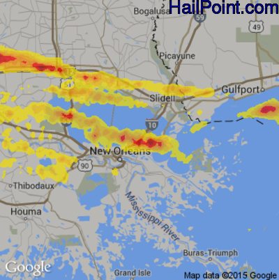 Hail Map for New Orleans, LA Region on May 12, 2017
