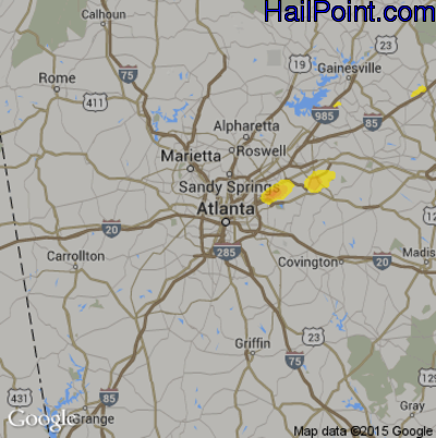 Hail Map for Atlanta, GA Region on May 12, 2017