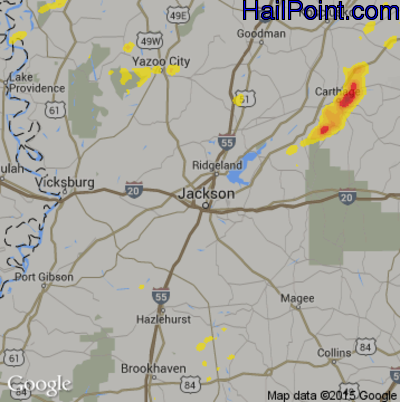 Hail Map for Jackson, MS Region on May 12, 2017 