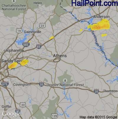 Hail Map for Athens, GA Region on May 12, 2017