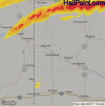 Hail Map for Scottsbluff, NE Region on May 15, 2017
