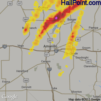 Hail Map for Amarillo, TX Region on May 15, 2017 