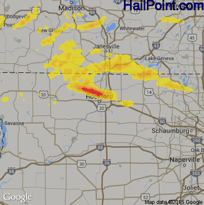 Hail Map for Rockford, IL Region on May 15, 2017