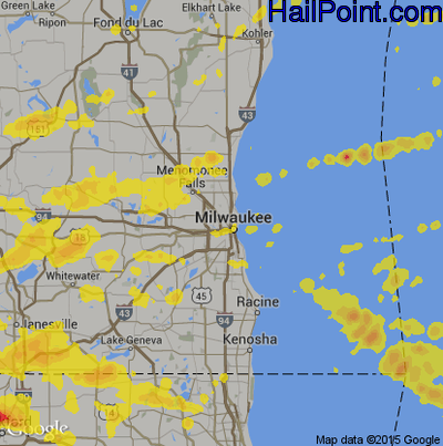Hail Map for Milwaukee, WI Region on May 15, 2017 