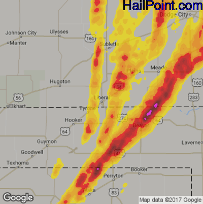 Hail Map for Liberal, KS Region on May 16, 2017