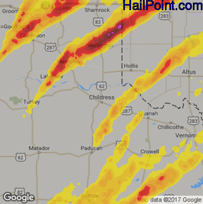 Hail Map for Childress, TX Region on May 16, 2017