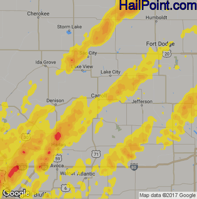 Hail Map for Carroll, IA Region on May 16, 2017